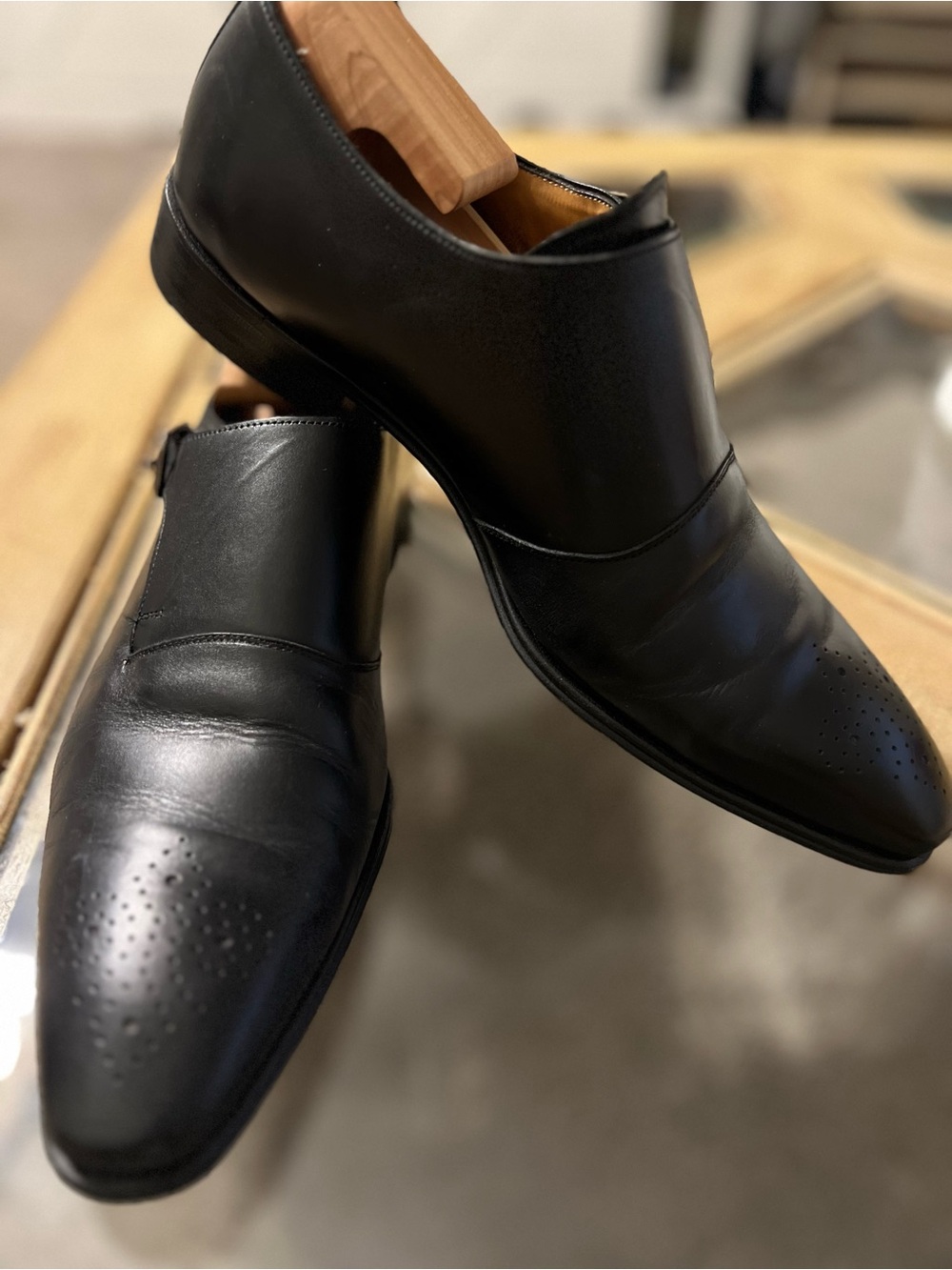 Mezlan Custom Monk Strap Classic Black Men's Leather Dress Shoes 8.5M